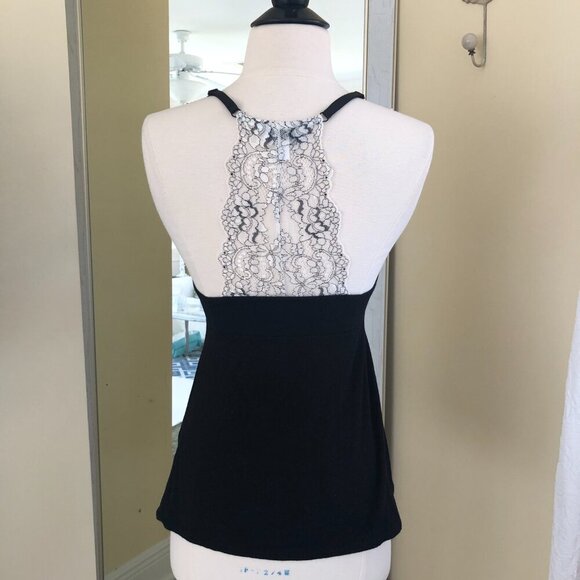 Nicole Miller Black Lace Tank Top Small Slinky Whimsigoth Babydoll Coquette - Picture 2 of 8